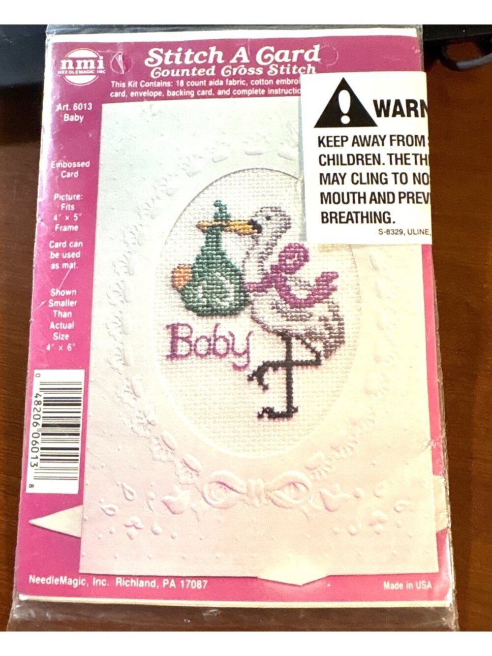 Cross Stitch Kit Stitch A Card Baby With Embossed Card By NeedleMagic Art 6013